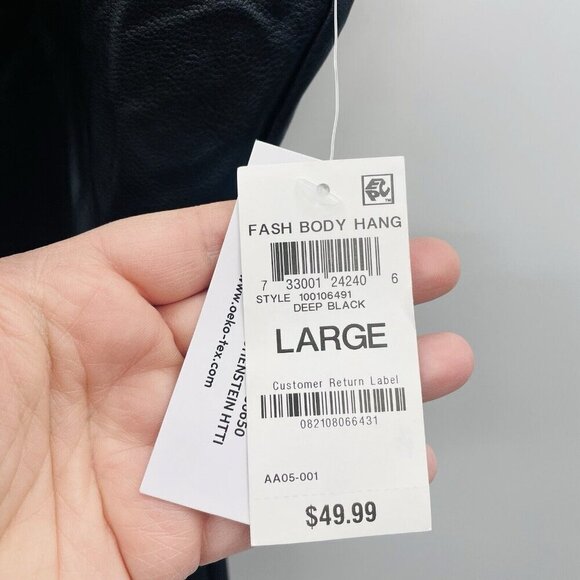 INC International Concepts Womens Large Faux Leather Bodysuit in Black $50 1105 - Picture 10 of 10